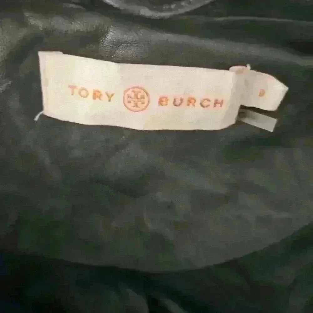 Tory Burch Womens Dark Green Harper Cropped Luxury Designer Moto Jacket 0 (XS-S)